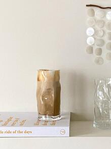 1pc Glass Mug, Nordic Asymmetric Transparent Coffee Mug For Home, Office
