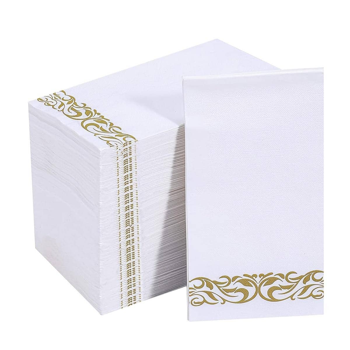 50pcs Hot Stamping Disposable Napkin, Gold Vintage Paper Napkin For Household
