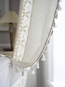 1Pc Phong Cách Bohemian Handmade Móc Khoét Hở Miếng Dán Cường Lực Sữa Trắng Màn, Phổ Biến Phong Cách Mỹ - Màu be - Xem 1