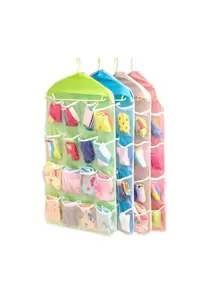 1pc Hanging Storage Bag, Multi Grid Pink Polyester Socks Storage Bag For Household Decorations Decor Festival Decor Room Decor Home Decor Bed Room Decor Dress Pants Shoes Jeans Boots Skirt Bedroom, Organizer, Home Storage, White T Shirt Women, Black Pants Women, Ladies Winter Clothes, Dress,
