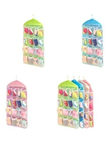 1pc Hanging Storage Bag, Multi Grid Pink Polyester Socks Storage Bag For Household Decorations Decor Festival Decor Room Decor Home Decor Bed Room Decor Dress Pants Shoes Jeans Boots Skirt Bedroom, Organizer, Home Storage, White T Shirt Women, Black Pants Women, Ladies Winter Clothes, Dress,