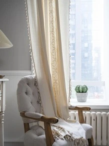 1Pc Phong Cách Bohemian Handmade Móc Khoét Hở Miếng Dán Cường Lực Sữa Trắng Màn, Phổ Biến Phong Cách Mỹ - Màu be - Xem 9