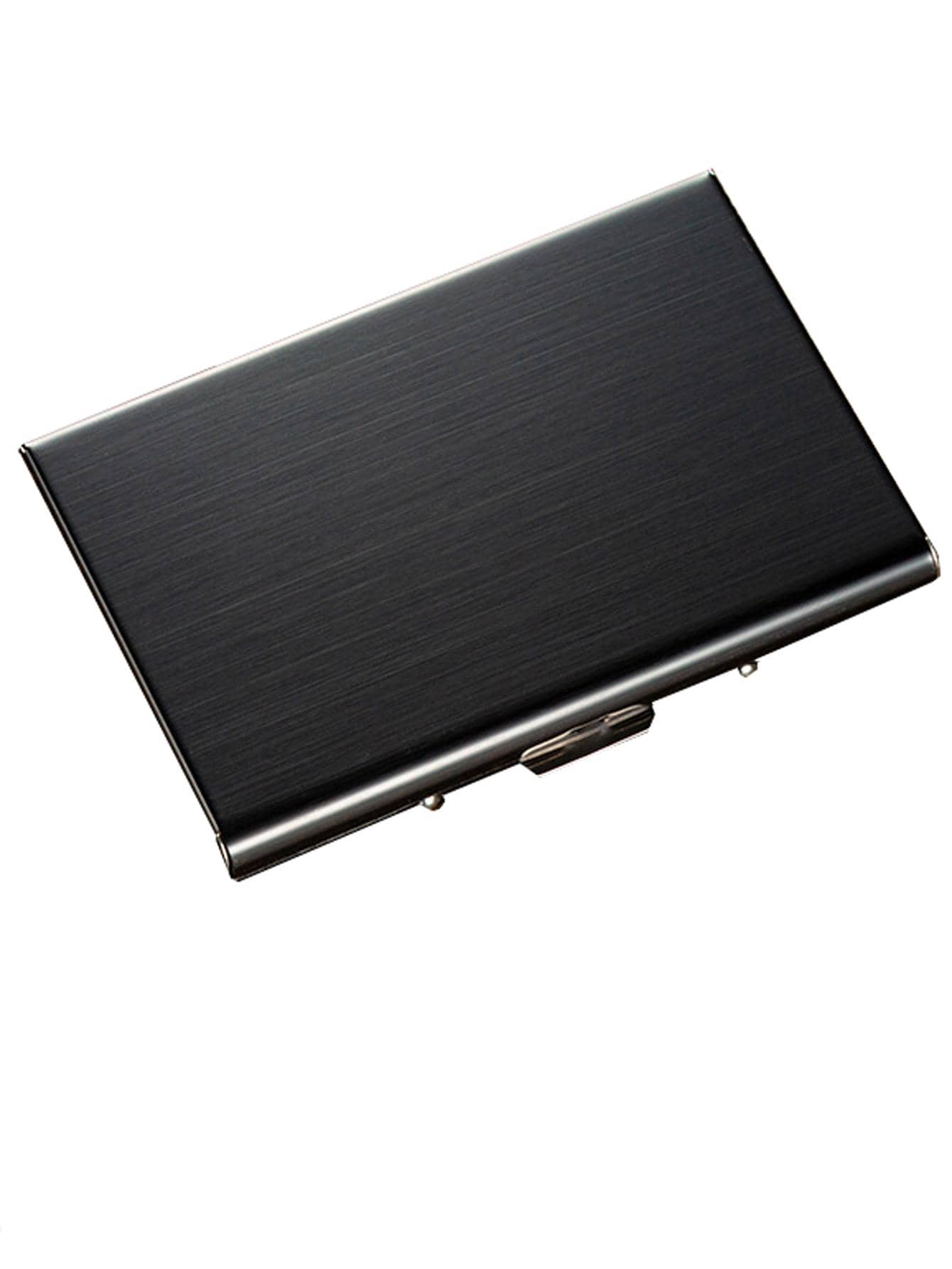 Stainless Steel Hard Shell Card Holder Black SHEIN USA