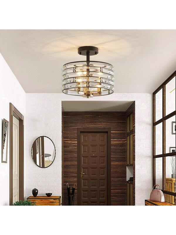 AGV LIGHTING CH015BB Crystal Semi Flush Mount Ceiling Light Fixture