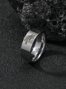 男士蜘蛛網圖案戒指,適用於首飾類禮品和派對 - 銀色 - 查看 3