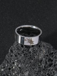 男士蜘蛛網圖案戒指,適用於首飾類禮品和派對 - 銀色 - 查看 2