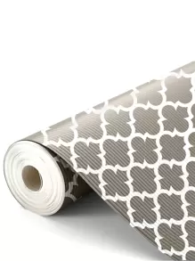 1卷PEVA抽屜內襯，現代幾何圖案家用防水防滑擱板內襯 - 棕色 - 查看 1