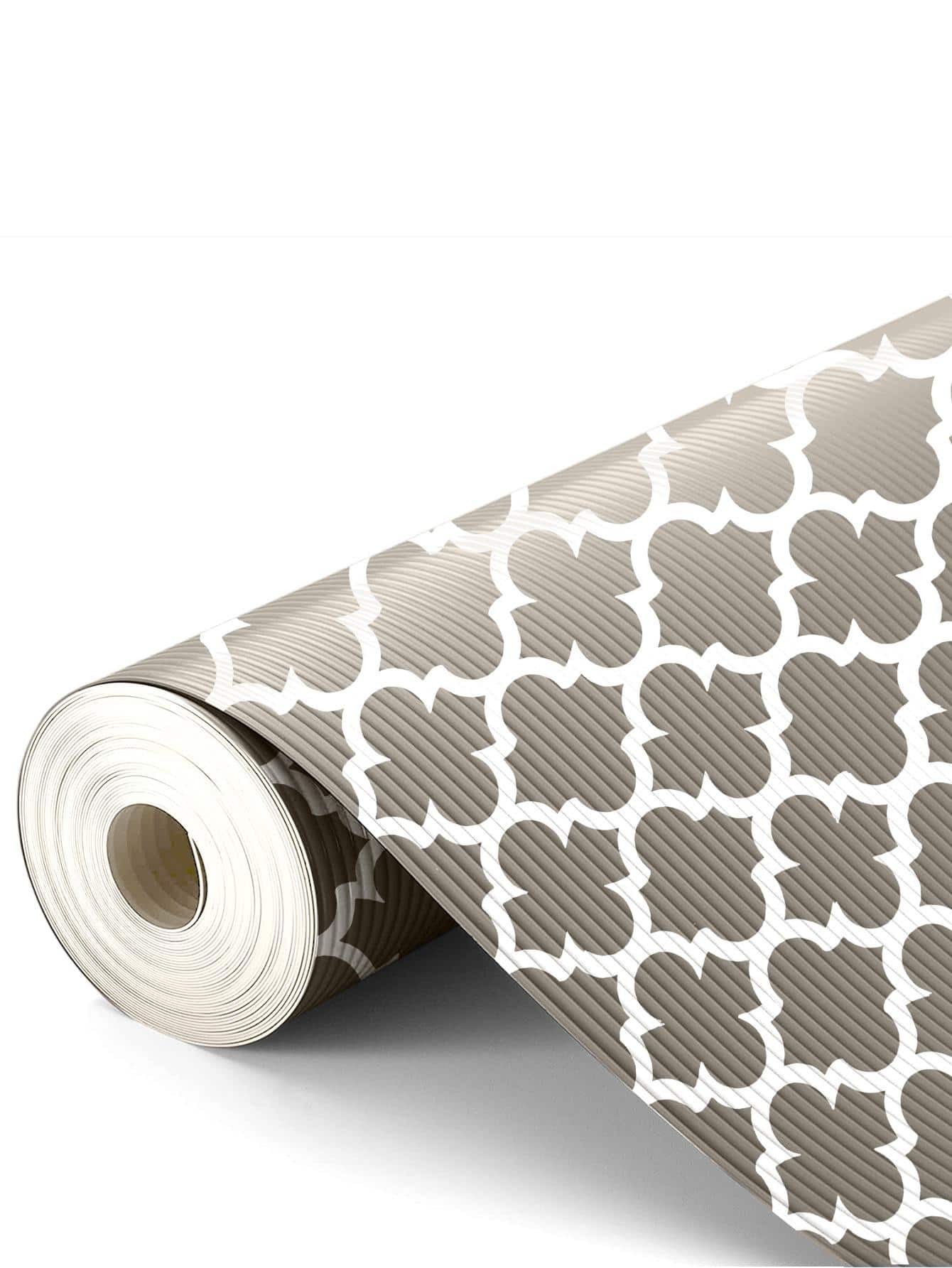 1卷PEVA抽屜內襯，現代幾何圖案家用防水防滑擱板內襯 - 棕色 - 查看 1