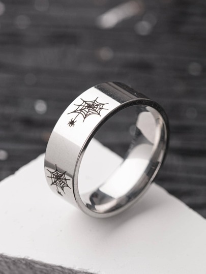 Anillo de patrón de tela de araña para hombre, para regalo de joyería y fiesta