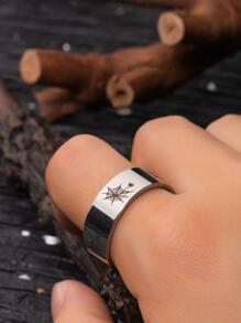 男士蜘蛛網圖案戒指,適用於首飾類禮品和派對 - 銀色 - 查看 6