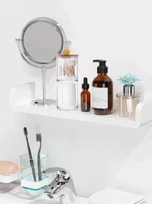 1入組透明雙功能化妝棉和棉籤收納盒帶鏡子和竹蓋 - 無色 - 查看 3