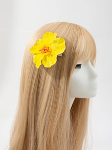 1 件女士花朵装饰时尚鳄鱼发夹波西米亚风情人节情人爪夹发夹发夹，学校用品 - 黃色 - 查看 3