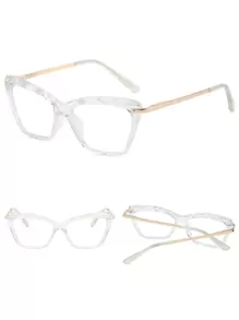 1 对女士透明猫眼镜框时尚眼镜适合日常生活阅读、游戏、电视和电话 透明眼镜配件女士眼镜配件 - 無色 - 查看 4
