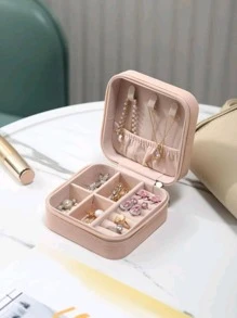 1pc Multi-grid Jewelry Storage Box, Multifunction Pink Ring Box For Home - Pink - View 3