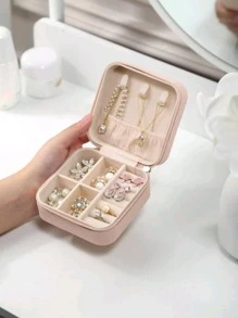1pc Multi-grid Jewelry Storage Box, Multifunction Pink Ring Box For Home - Pink - View 2