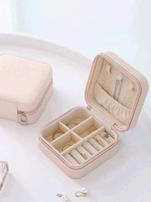 1pc Multi-grid Jewelry Storage Box, Multifunction Pink Ring Box For Home - Pink - View 1