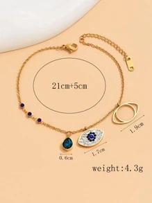 眼睛墜飾腳錬 - 金黃色 - 查看 5