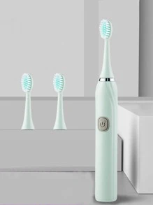 1 pieza Cepillo de dientes eléctrico inteligente aleatorio, cerdas suaves, cepillo de dientes automático con vibración, nuevo diseño para decoración del baño del hogar, decoración de otoño - Verde - Ver 2