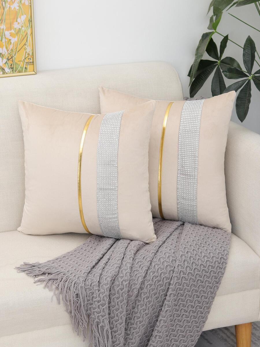 1 Gói Kim Cương Giả Trang Trí Đệm Có, Không Làm Đầy, Polyester Màu Be Sofa Vỏ Gối - Màu be - Xem 1