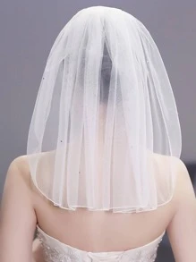 1 件女士白色休闲新娘头纱，适合婚礼派对