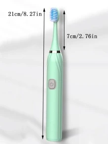 1 pieza Cepillo de dientes eléctrico inteligente aleatorio, cerdas suaves, cepillo de dientes automático con vibración, nuevo diseño para decoración del baño del hogar, decoración de otoño - Verde - Ver 5
