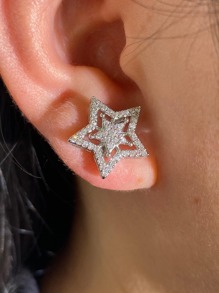 rakol 1 Paar Ohrstecker Glamourös Kupfer Kubischem Zirkonia Stern Dekor, Für Frauen Für Tägliche Dekoration