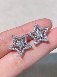 rakol 1 Paar Ohrstecker Glamourös Kupfer Kubischem Zirkonia Stern Dekor, Für Frauen Für Tägliche Dekoration