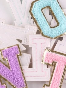 26入組字母設計熨燙貼佈，DIY縫紉貼佈，適用於服裝、包袋、帽子 - 彩色 - 查看 2