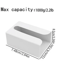 1pc Punch-free Tissue Storage Box - White - View 3
