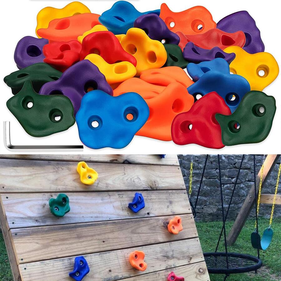 20 Presas de Escalada para Niños Rocódromo Agarraderas de Escalada Piedras de Trepa Multicolor con Textura Antideslizante Juego Seguro para Pared Exterior e Interior Regalo Ideal - Multicolor - Ver 1