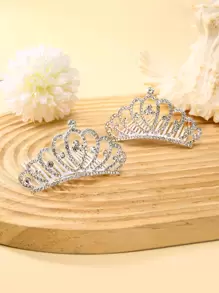 1 套（2 件）水晶与皇冠装饰浪漫新娘发梳，优雅派对头饰，简约银色公主发梳皇冠，合金水晶新娘皇冠，活动配饰，婚礼装饰，角色扮演 - 銀色 - 查看 11