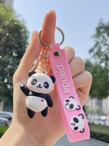 Cute 1pc Women Cartoon & Letter Graphic Panda Decor Fashionable Keychain For Gift Valentine's Day Valentines Car Accessories Bag Charm School Goth Y2k