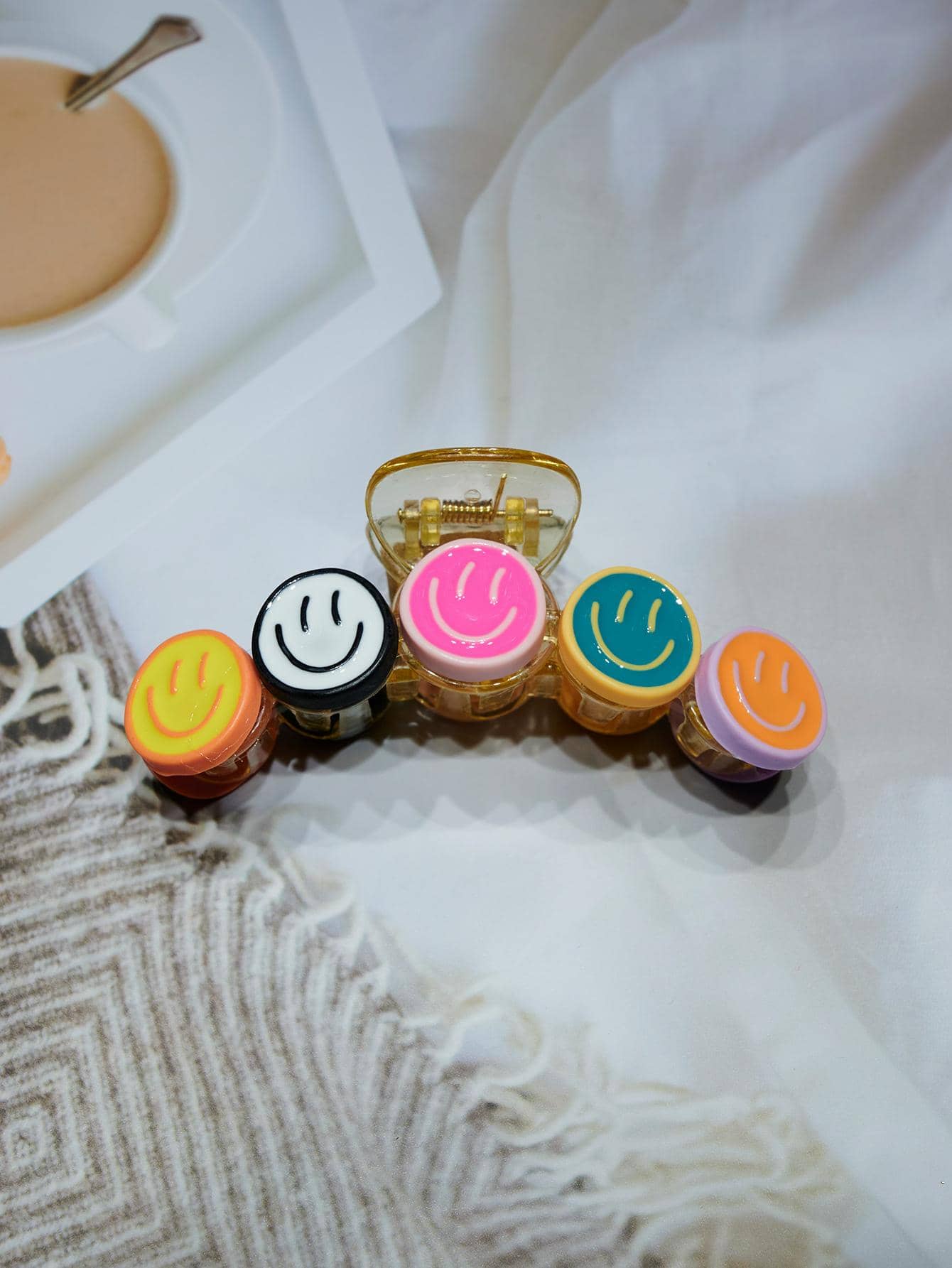 1入組女士表情裝飾可愛髮爪適用於頭髮裝飾用品 - 彩色 - 查看 1