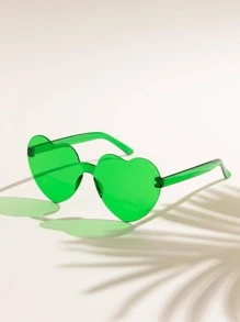 1 Pair Women's Heart-Shaped Frameless Creative Fashion Fashion Glasses, Suitable For Summer Beach, Outdoor Activities And Travel - Mint Green - View 1