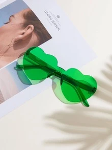 1 Pair Women's Heart-Shaped Frameless Creative Fashion Fashion Glasses, Suitable For Summer Beach, Outdoor Activities And Travel - Mint Green - View 3