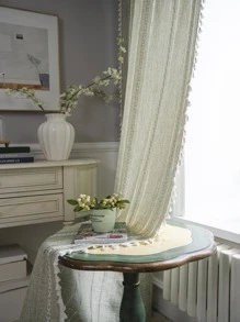 Bubaba 1 pieza Cortina opaca de jacquard de punto verde, cortina decorativa para dormitorio de estilo nórdico bohemio con diseño de rayas calado, apto para cocina, dormitorio, comedor, sala de estar, cortina para oscurecer, decoración navideña, para todo el año - Verde - Ver 8