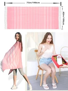 2入組流蘇裝飾沙灘巾，快乾超大超細纖維浴巾，適合度假、旅行、游泳