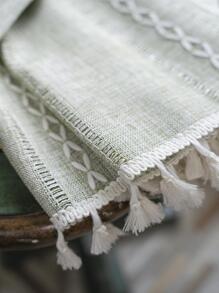 Bubaba 1 pieza Cortina opaca de jacquard de punto verde, cortina decorativa para dormitorio de estilo nórdico bohemio con diseño de rayas calado, apto para cocina, dormitorio, comedor, sala de estar, cortina para oscurecer, decoración navideña, para todo el año - Verde - Ver 6