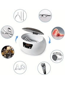 1pc 600ml Ultrasonic Cleaner For Jewelry Part Glasses Manicure Stone Cutter Dental Razor Brush 110V - White - View 2