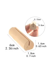 5pcs Wooden Card Holder, Simple Place Card Holder For Party - Apricot - View 4
