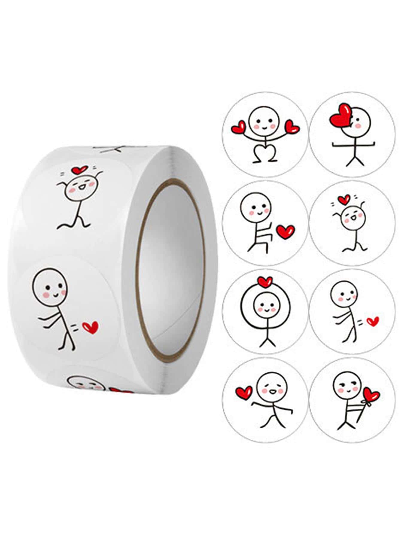 1 rollo de Pegatinas con patrones de figuras lindas para mujeres y hombres, ideal para empaquetado de joyería, útiles escolares, vuelta al cole - Multicolor - Ver 1