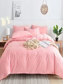 3 Màu Trơn Túi Đựng Chăn Màn Bộ, 1 Túi Đựng Chăn Màn Và 2 Vỏ Gối Không Chèn, Hồng Vải Bộ Chăn Ga Gối Cho Phòng Ngủ - Hồng - Xem 5