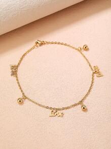 Vòng chân charm chữ & cườm - Vàng - Xem 2