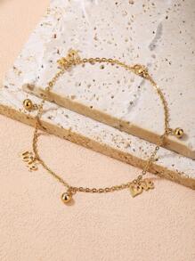 Vòng chân charm chữ & cườm - Vàng - Xem 3