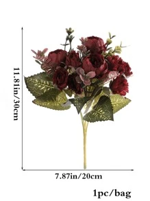 1入組人造花花束，酒紅色塑料假花束，適用於家居裝飾、婚禮