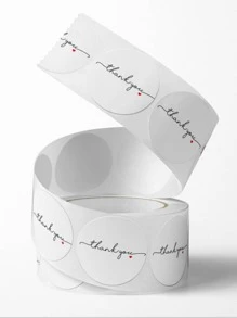 1roll Cute Letter Pattern Sticker For Women Men For Jewelry Packaging - Black and White - View 2