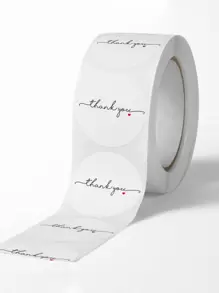 1roll Cute Letter Pattern Sticker For Women Men For Jewelry Packaging - Black and White - View 1