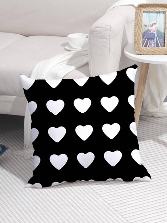 1入組心形圖案靠墊套無填充物，現代滌綸沙發抱枕套