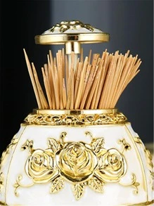 1pc Nordic Automatic Push Type Toothpick Box, Home Creative Toothpick Rack, Fashionable High-End Toothpick Rack In Hotel And Restaurant, Automatic Intelligent Toothpick Dispenser, Toothpick Storage Box, Kitchen And Dining Table Supplies - White - View 5