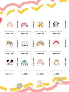 50 piezas Calcomanía con patrón de arcoíris clasificado moderno para estudiantes - Multicolor - Ver 2